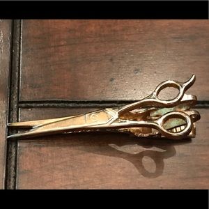Gold Tone Scissors Vintage Tie Clasp